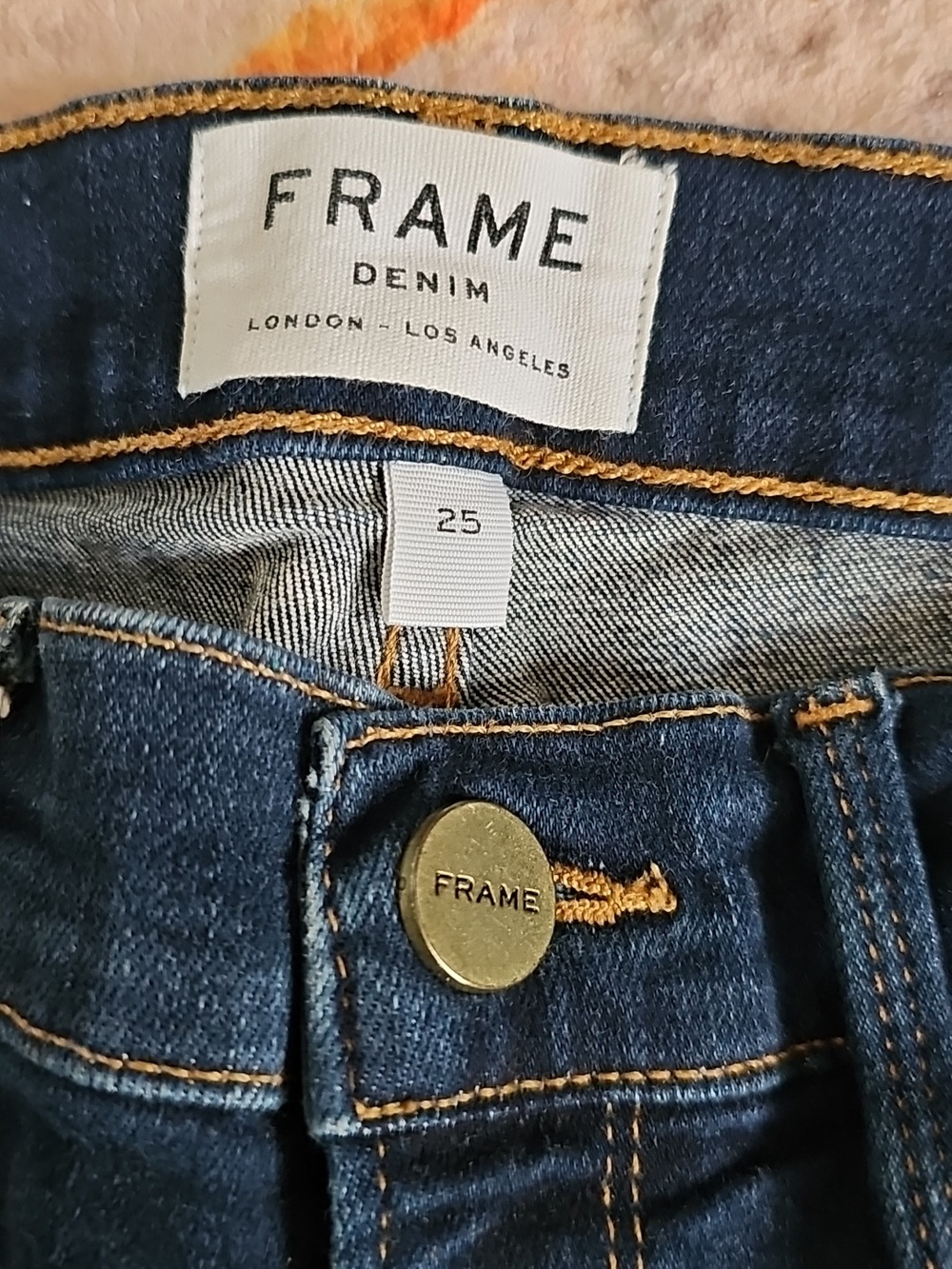 Frame Denim Le Skinny De Jeanne Mid Rise Blue Skinny Jeans 25 Preowned - Picture 7 of 8